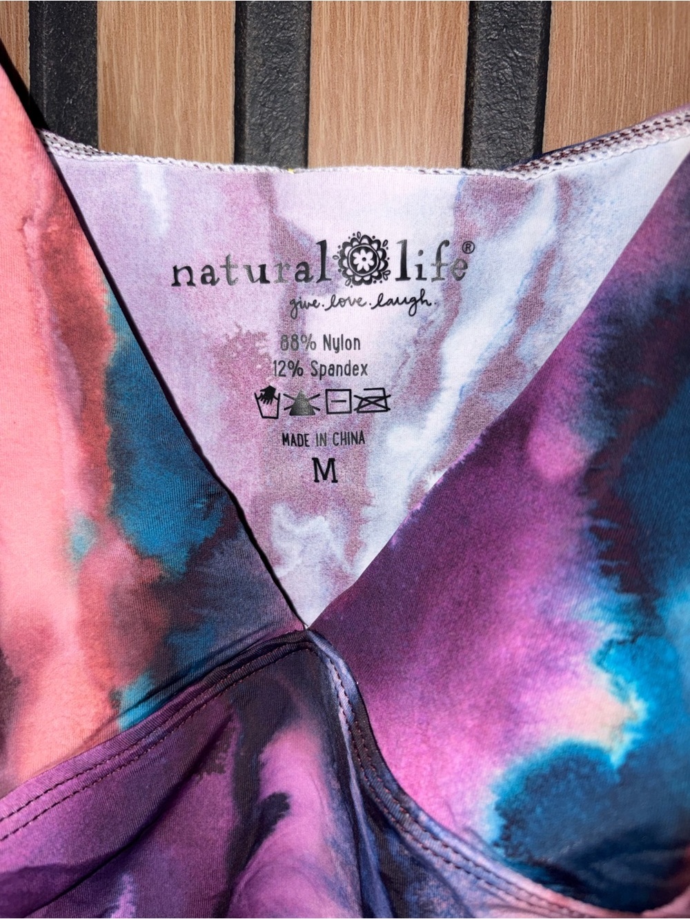 NATURAL LIFE Purple Multicolor Satin Cami with Abstract Watercolor Print - Picture 3 of 4